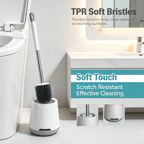 Silicone Toilet Brush with Ventilated Drying Holder