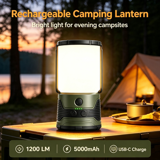 Rechargeable LED Camping Lantern, Portable 1200LM Camping Light with Power Bank Function