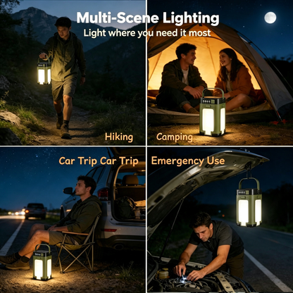Solar Rechargeable Camping Lantern with Fold‑Out Light Panels