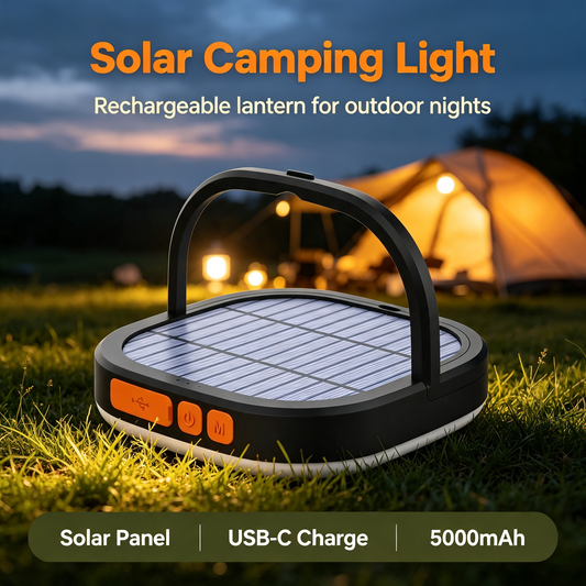 Solar Rechargeable Camping Lantern with Power Bank Function