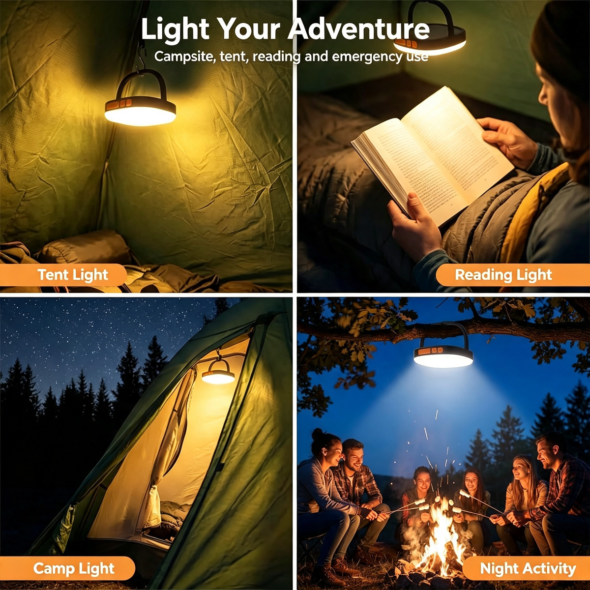 Solar Rechargeable Camping Lantern with Power Bank Function
