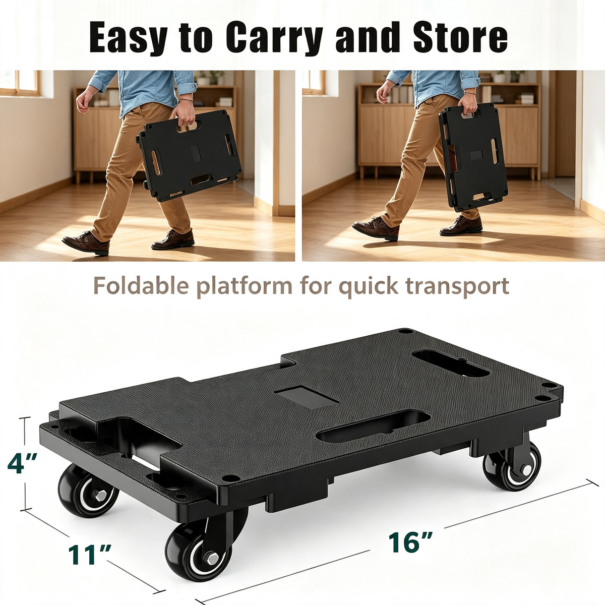 Interlocking Moving Dolly Cart with Elastic Bungee CordsKey