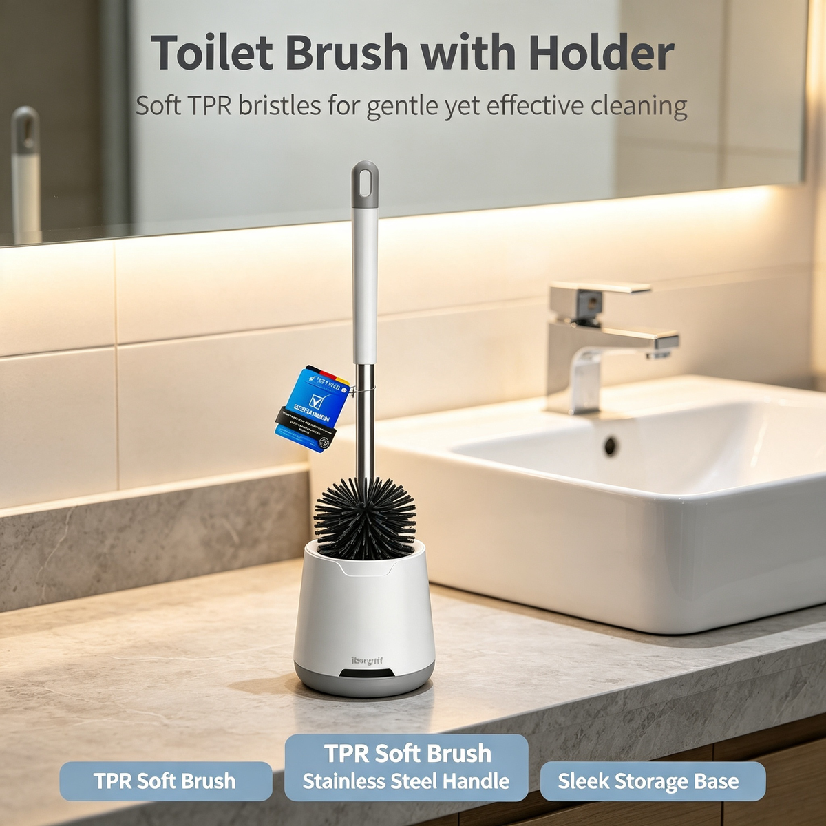 Silicone Toilet Brush with Ventilated Drying Holder