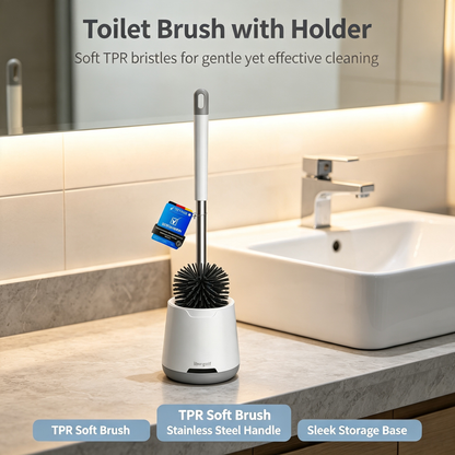 Silicone Toilet Brush with Ventilated Drying Holder