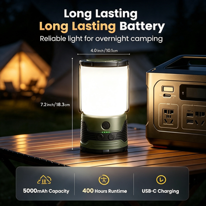 Rechargeable LED Camping Lantern, Portable 1200LM Camping Light with Power Bank Function