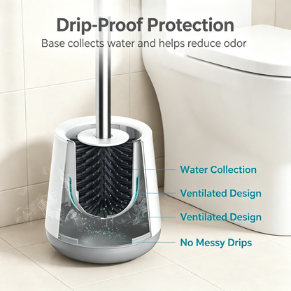 Silicone Toilet Brush with Ventilated Drying Holder