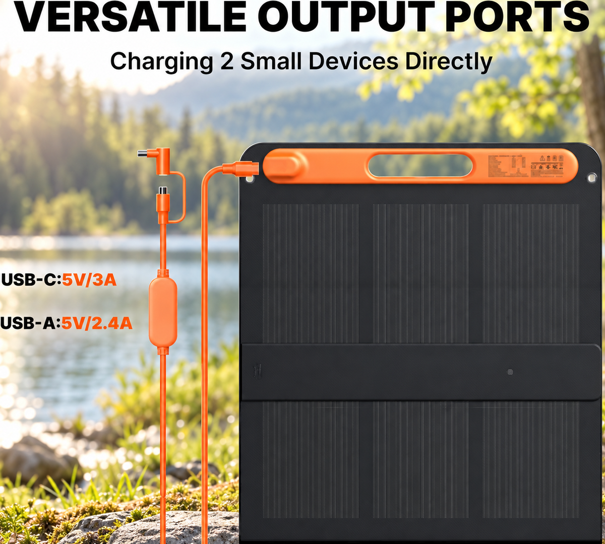 200W Portable Foldable Solar Panel with Stand - IP68 Waterproof