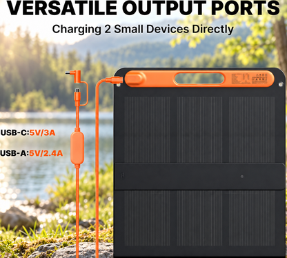 200W Portable Foldable Solar Panel with Stand - IP68 Waterproof